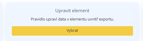 Dlaždice Upravit element s tlačítkem Vybrat ve výběru pravidel exportu Conviu